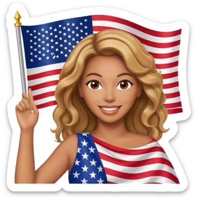 Beyonce with waving american flag sticker