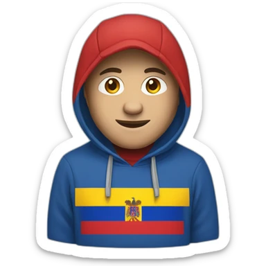 man in hoodie with moldova flag sticker