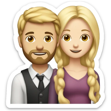  a girl (blonde) and a guy (fair skin, dark hair with beard) sticker