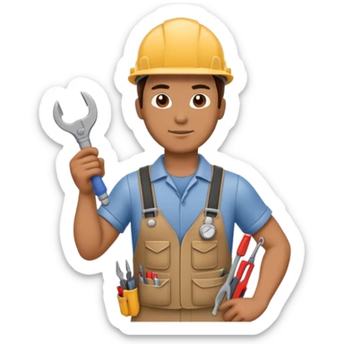HVAC technician with tools action figure sticker