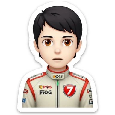 black haired zombie formula 1 racer sticker