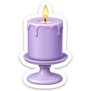 Lilac-lavender-pastel-violet candle on a white tall marble stand sticker