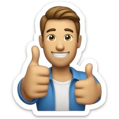 A man with thumb up and speech bubble that says ‘cool’ sticker
