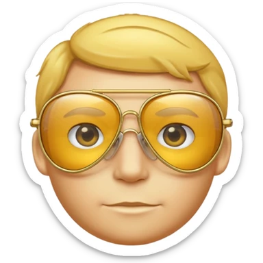 golden-yellow aviator Glasses, metallic frame with clear lenses, gentle highlights. only glasses. sticker