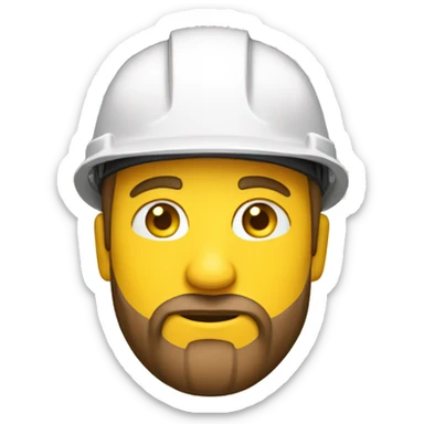A braver man, with beard, white skin, with a construction hat yellow sticker