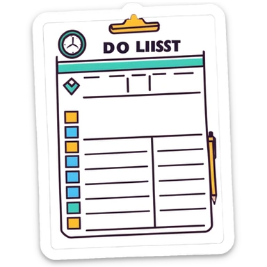 to-do list with all tasks checked off, completed checklist sticker