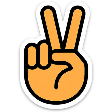 mano haciendo el signo de la paz con la palma hacia adentro al revés, icono claro sticker
