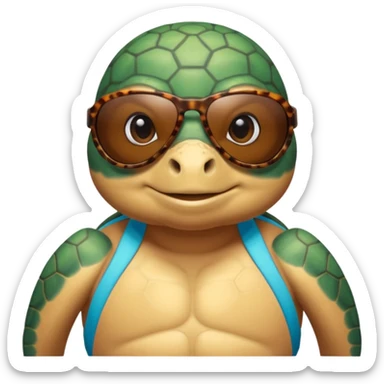 Wild SeaTurtle wearing  swimsuit and sun glasses sticker