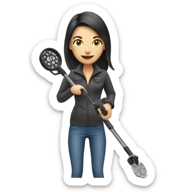 Pretty woman using a metal detector  sticker