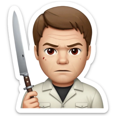 Dexter Morgan holding a knife, serious expression, emoji style sticker
