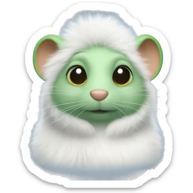Green rat with a fluffy white fur coat  sticker