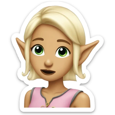 blonde elf with short hair blowing kiss sticker