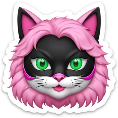 Black cat with a Batman pink mask sticker