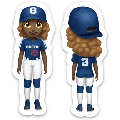 Softball player  blue uniform with GBR on shirt  sticker