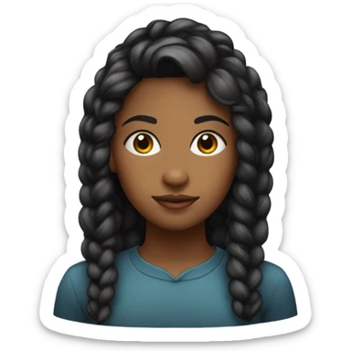 mulher negra com cabelo liso curto, mais velha, traços indigenas e  batom escuro, rosto redondo, baixinha sticker