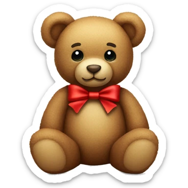 Teddy bear with a red bow sticker