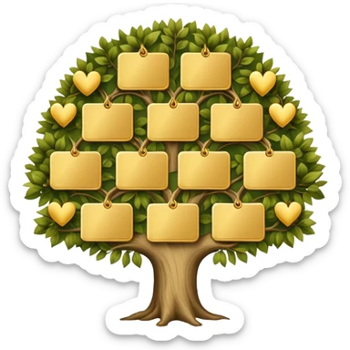 family diagram tree with gold cards sticker