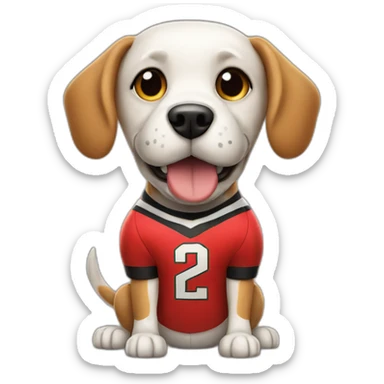 Cartoon Dog football mascot in Southampton jersey sticker