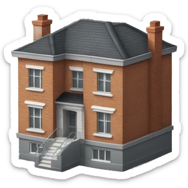 two floors brick house with dark grey windows and grey flat roof sticker