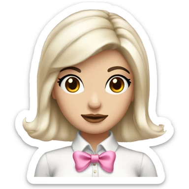 Pink coquette bow girl with amber eyes and black hair sticker