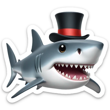 Shark with a top hat sticker