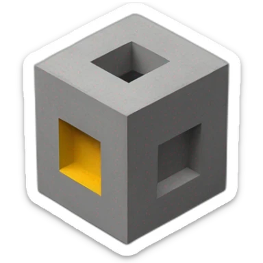 isometric cube teacher with student woodshop metalshop people teaching tools simple brutalist industrial makerspace concrete close up  sticker