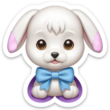 white baby maltese ribbon short ear face sticker