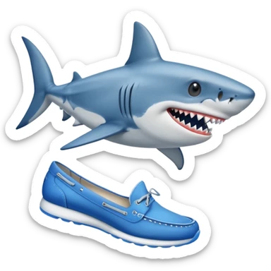 A shark wearing blue shoes sticker