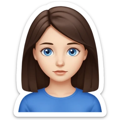 girl with medium length brunette hair and blue eyes sticker