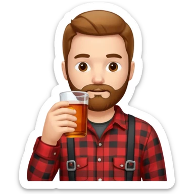 I want a Canadian lumberjack wearing a red and black plaid shirt drinking maple syrup sticker