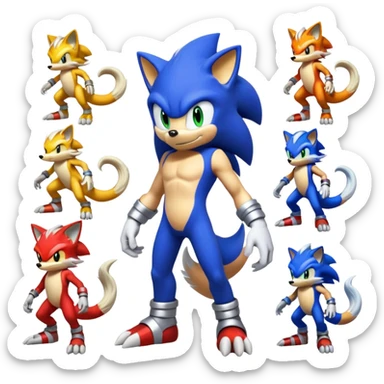 Anthro Sonic-Vernid-WickerBeast-Protogen-Primagen-Fakémon Full Body sticker