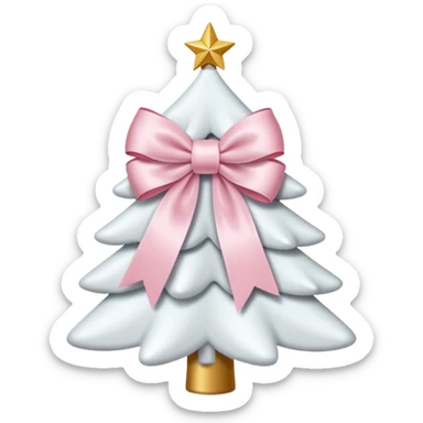 Cute light pink bow sitting on top of a white Christmas tree sticker