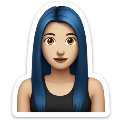 white girl with long straight dark blue hair wearing black tank top sticker