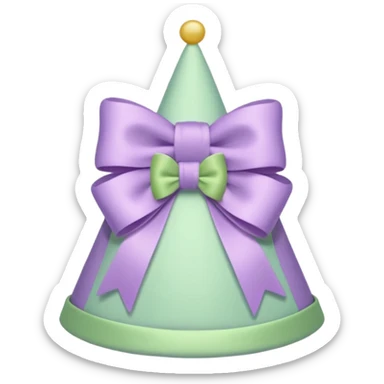 birthday hat with a bow, pastel green and lilac sticker