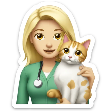 Blonde vet with a blonde cat  sticker