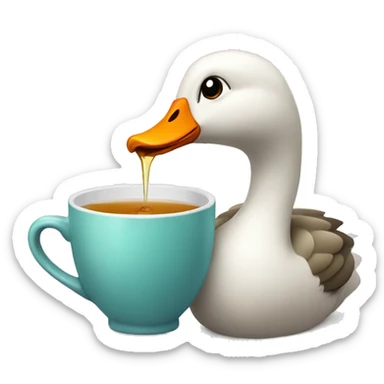 Cute goose drinking tea sticker