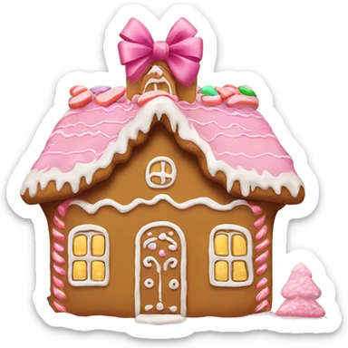 Gingerbread house with a pink bow￼ sticker