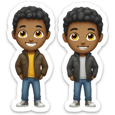 smiling boy best friends in casual attire  sticker