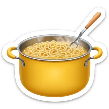 Noodles cooking in a pot of boiling water sticker