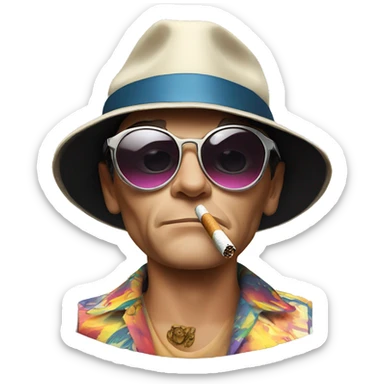 Fear and Loathing in Las Vegas, smoking, cigarette holder, psychedelic, bats sticker