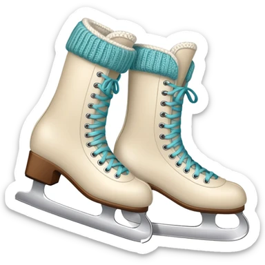 ice skates with cozy legwarmers pulled over them sticker