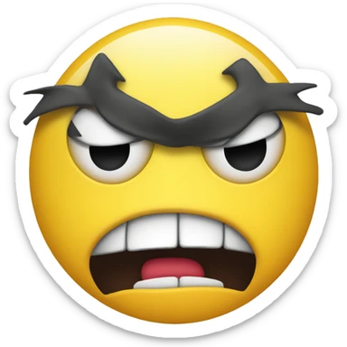 Yellow emoji angry, Frowing with a straig t, innexpressive mouth sticker