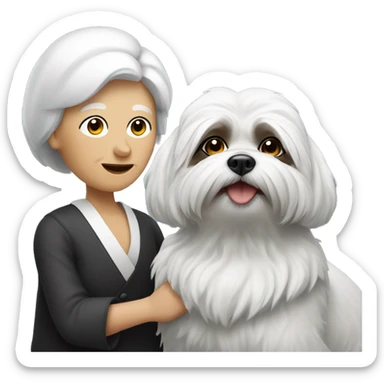 Black and white shitzu with old lady  sticker