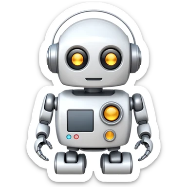 robot cartoon simple kid toy white innocent funny gudget chatGPT round adorable music_lover sticker