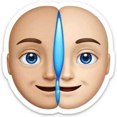 A face split diagonally: one half smiling, the other half with a blue tear.  sticker
