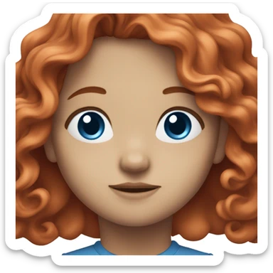 long wavy red hair, blue eyes, white skin, nose ring sticker