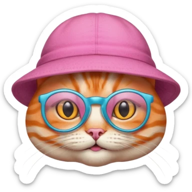 orange alien cat with pink hat  and spectacles sticker