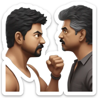 Vijay thalapathy fighting with Kamal hassan sticker