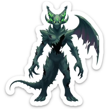 Aural bioluminescent spectrumal darky dusky spoopy spoilt rotten Salandit-Amaura-Darkrai-animal-creature-hybrid-fusion-creature, full body  sticker