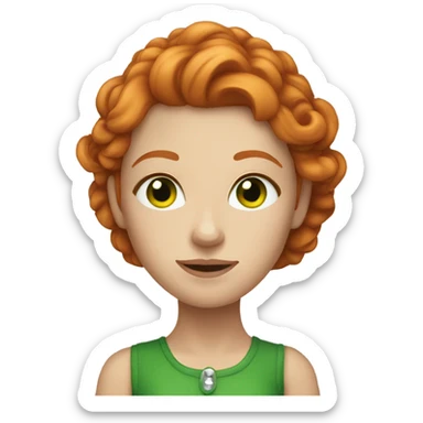 Ginger beautiful woman with ginger hair and green eyes  sticker